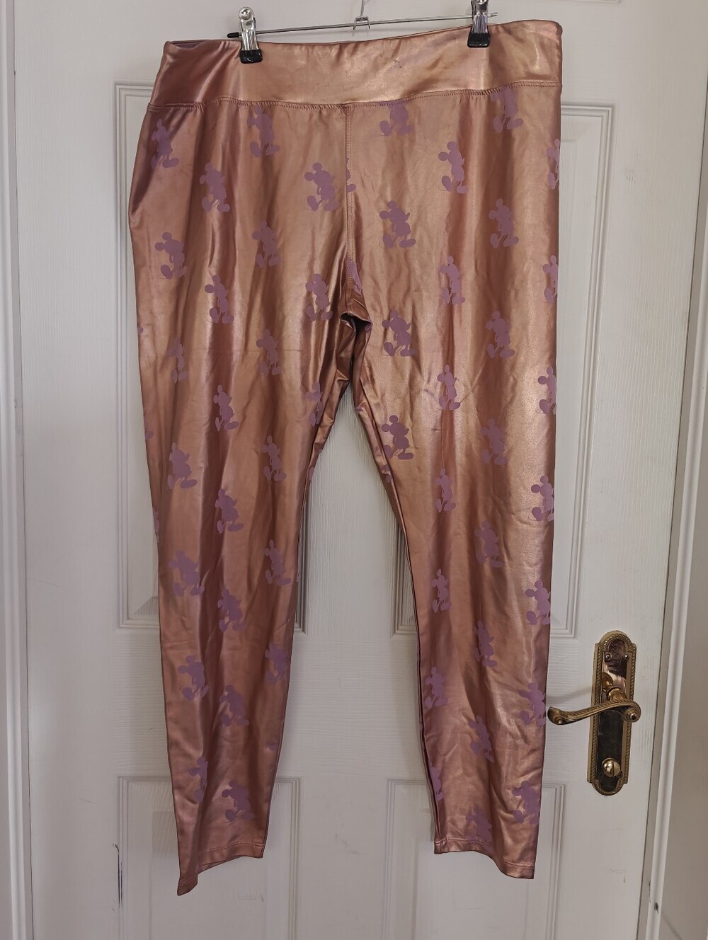 DISNEY PARKS earidescent Mickey Mouse Rose Gold Metalic Leggings